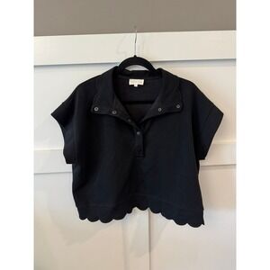 Entro scalloped black top size large EUC